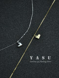 925 Silver 14K Plated Necklace Geometric Heart Pendant Jewelry