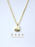 925 Silver 14K Plated Necklace Geometric Heart Pendant Jewelry
