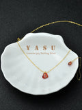 925 Silver 14K Plated Necklace Ruby Love Heart Pendant Women Clavicle Chain