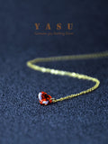925 Silver 14K Plated Necklace Ruby Love Heart Pendant Women Clavicle Chain