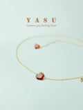 925 Silver 14K Plated Necklace Ruby Love Heart Pendant Women Clavicle Chain