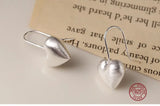 925 Silver Heart Earring Hooks Brushed Love Dangle Earrings