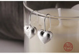 925 Silver Heart Earring Hooks Brushed Love Dangle Earrings