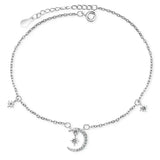925 Silver Star Moon CZ Anklets For Women Lady DG0124