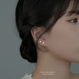 925 Silver Zirconia Clover Stud Earrings Jewelry