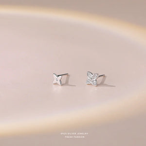 925 Silver Zirconia Clover Stud Earrings Jewelry