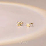 925 Silver Zirconia Clover Stud Earrings Jewelry