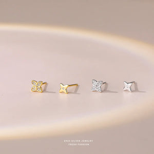 925 Silver Zirconia Clover Stud Earrings Jewelry