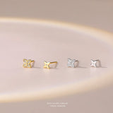 925 Silver Zirconia Clover Stud Earrings Jewelry