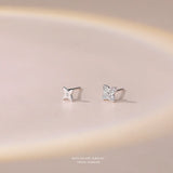 925 Silver Zirconia Clover Stud Earrings Jewelry