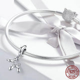 925 Silver Balloon Dog Pendant Animal Charms for Bracelet & Necklace