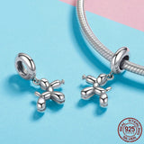 925 Silver Balloon Dog Pendant Animal Charms for Bracelet & Necklace