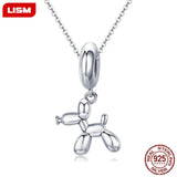 925 Silver Balloon Dog Pendant Animal Charms for Bracelet & Necklace