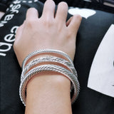925 Sterling Silver Bangle Ripple Sterling Silver 925 Hot Fine Jewelry