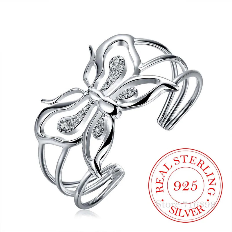 925 Silver Butterfly Bracelet for Women Wedding