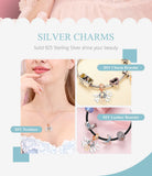 925 Silver Rose Family Heart Dangle Charms for Bracelet Necklace