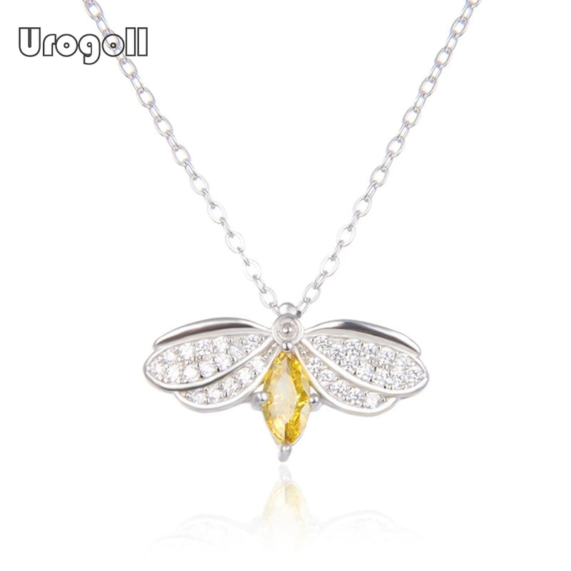925 Silver Bee Pendant Necklace Women Wedding Engagement Anniversary Jewelry