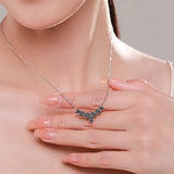 925 Silver Zircon Leaves Necklace Vintage Pendant Fine Jewelry