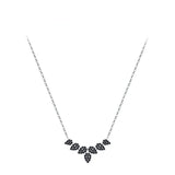 925 Silver Zircon Leaves Necklace Vintage Pendant Fine Jewelry