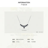 925 Silver Zircon Leaves Necklace Vintage Pendant Fine Jewelry