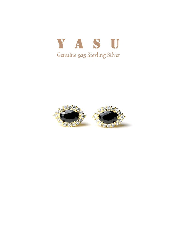 925 Silver Zirconia Crystal Stud Earrings Noble Gothic Wedding Jewelry Gift