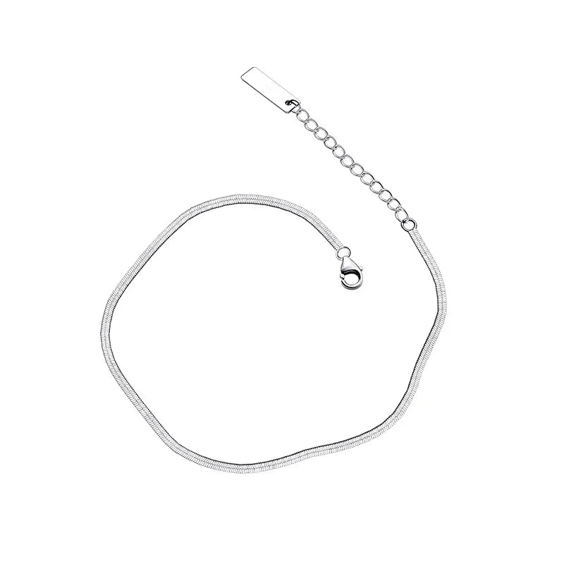 925 Silver Blade Chain Anklet with Tag Foot Chain