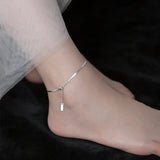 925 Silver Blade Chain Anklet with Tag Foot Chain