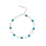 925 Silver Sapphire Charm Bracelet GDTC Party Pulseira