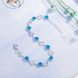 925 Silver Sapphire Charm Bracelet GDTC Party Pulseira