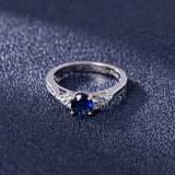925 Silver Sapphire Ring for Women Wedding Jewelry Anillos De 6-10 Size
