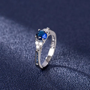 925 Silver Sapphire Ring for Women Wedding Jewelry Anillos De 6-10 Size