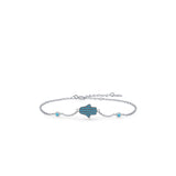 925 Silver Zircon Hamsa Hand Chain Bracelet for Women
