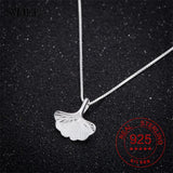 925 Silver Bohemian Ginkgo Leaf Necklace Pendant for Women