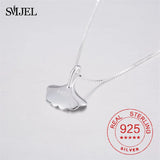 925 Silver Bohemian Ginkgo Leaf Necklace Pendant for Women