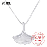 925 Silver Bohemian Ginkgo Leaf Necklace Pendant for Women