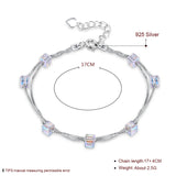 925 Silver Bracelets for Women Wedding Double Chains Charm Bracelet