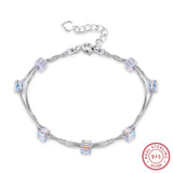 925 Silver Bracelets for Women Wedding Double Chains Charm Bracelet