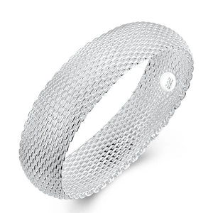 925 Silver Braided Bangle Women Wedding Anniversary Party Bracelet