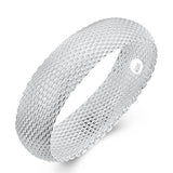 925 Silver Braided Bangle Women Wedding Anniversary Party Bracelet