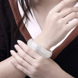 925 Silver Braided Bangle Women Wedding Anniversary Party Bracelet