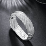 925 Silver Braided Bangles Women Wedding Engagement Party Bracelet