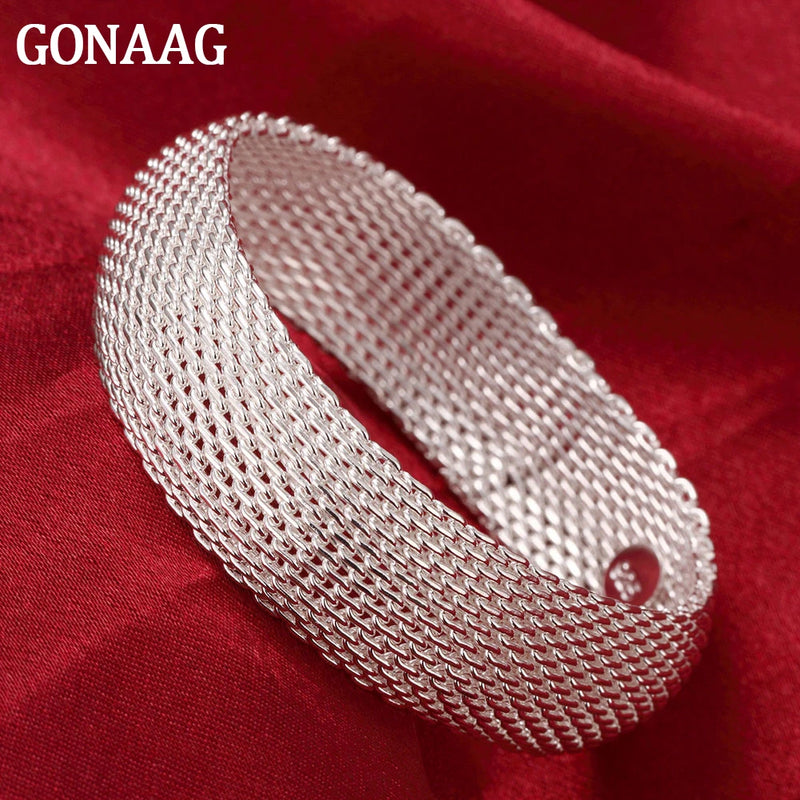925 Silver Braided Bangles Women Wedding Engagement Party Bracelet