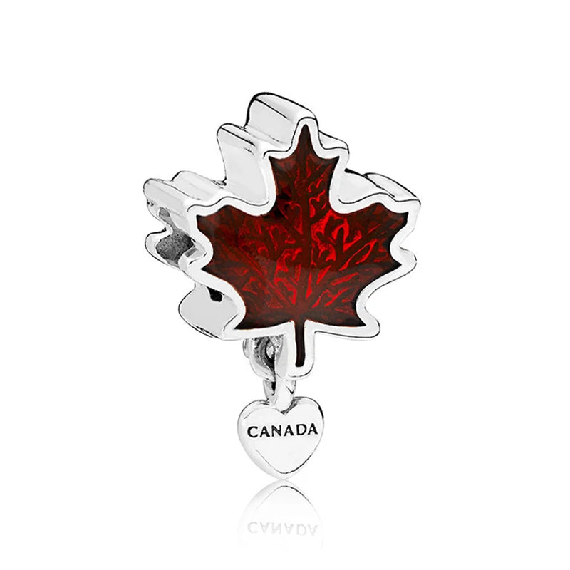 925 Silver Maple Leaf Charm for Bracelet Beads