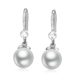 925 Silver Pearl Drop Earrings Women Zircon Gift