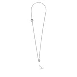 925 Silver Chain Necklaces Pave Circle Logo T-bar Heart Necklace for Women