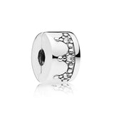 925 Silver Clear CZ Crown Clip Bead for Bracelet