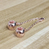 925 Silver Charm Heart Safety Chain Beads for Bracelets & Necklaces