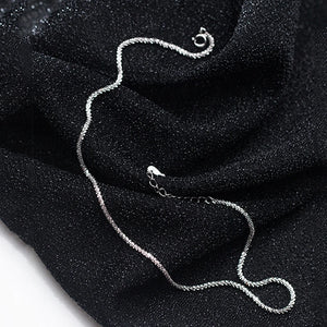 925 Silver CZ Choker Short Necklace 2mm Chain Fine Jewelry Gift