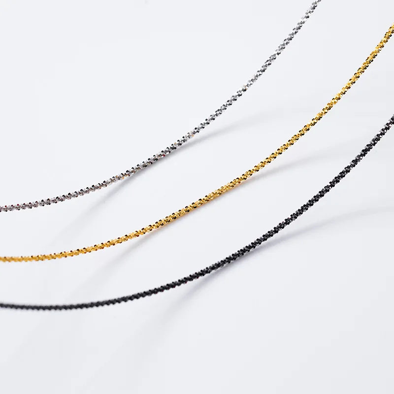 925 Silver CZ Choker Short Necklace 2mm Chain Fine Jewelry Gift