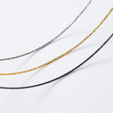 925 Silver CZ Choker Short Necklace 2mm Chain Fine Jewelry Gift
